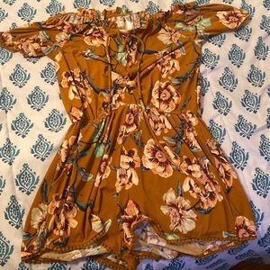 floral romper , off the shoulder